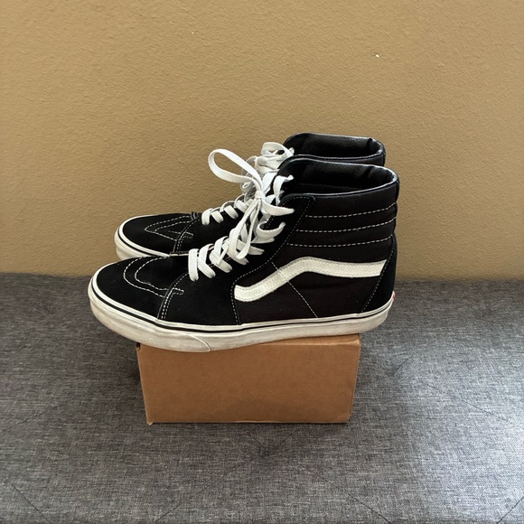 Vans Black and White Sk8-Hi Shoe - Picture 3 of 8